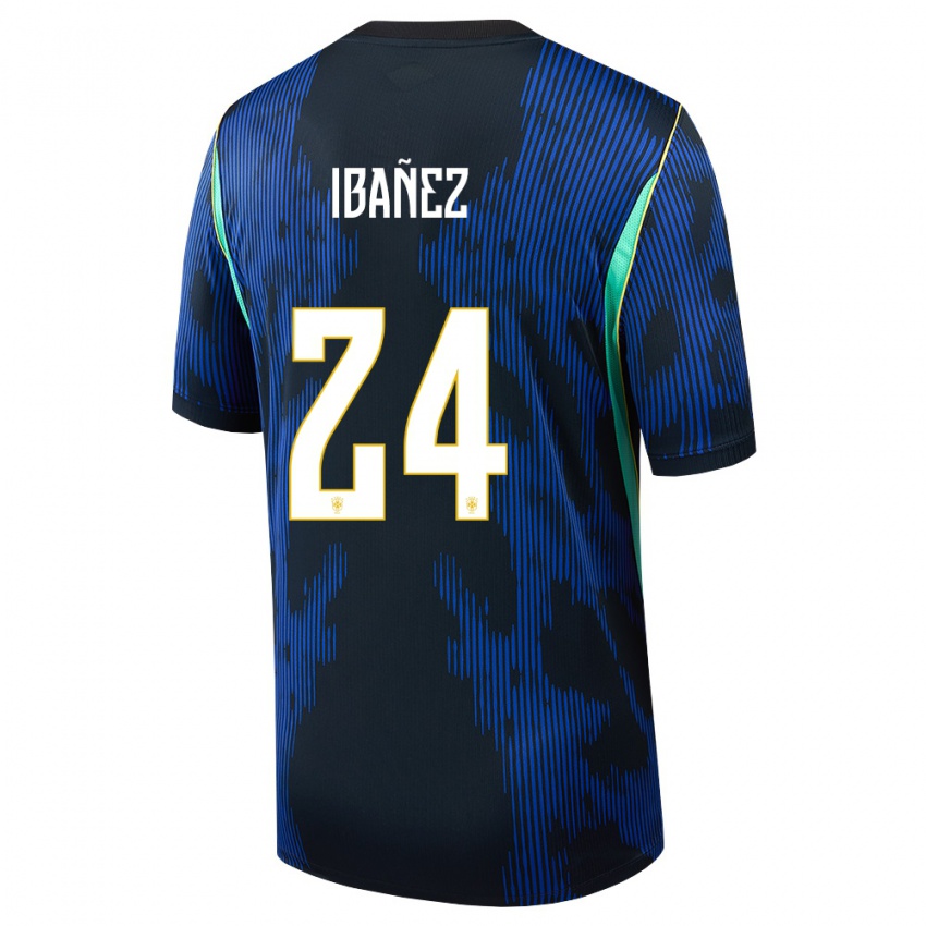 נשים ברזיל רוג'ר איבנז דה סילבה #24 כחול כהה צהוב הרחק ג'רזי 26-28 חולצה קצרה