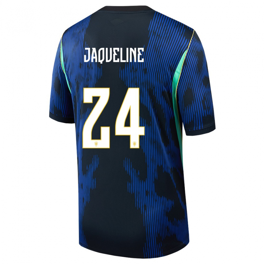 נשים ברזיל ז'קלין #24 כחול כהה צהוב הרחק ג'רזי 26-28 חולצה קצרה