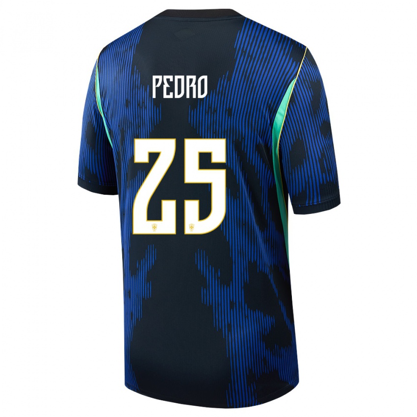 נשים ברזיל פדרו רודריגס #25 כחול כהה צהוב הרחק ג'רזי 26-28 חולצה קצרה