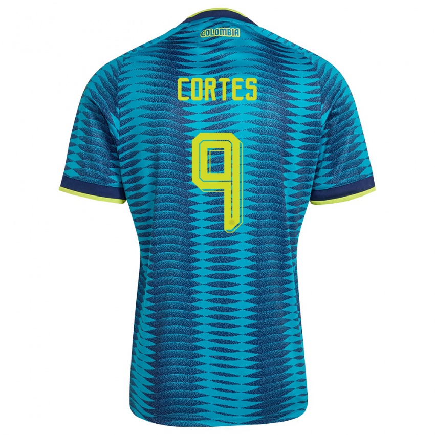 נשים קולומביה Carlos Cortés #9 כחול כהה צהוב הרחק ג'רזי 26-28 חולצה קצרה