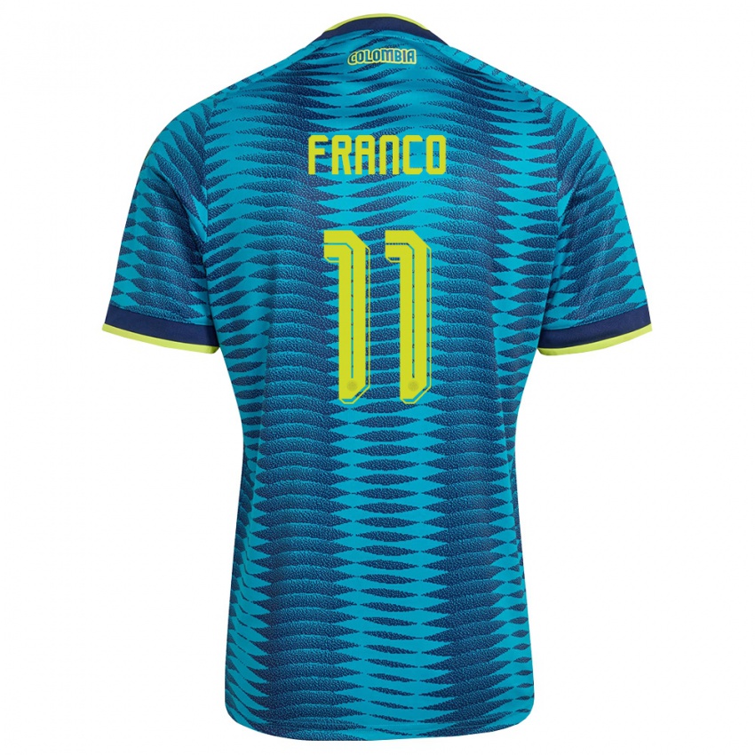 נשים קולומביה Anyelo Franco #11 כחול כהה צהוב הרחק ג'רזי 26-28 חולצה קצרה