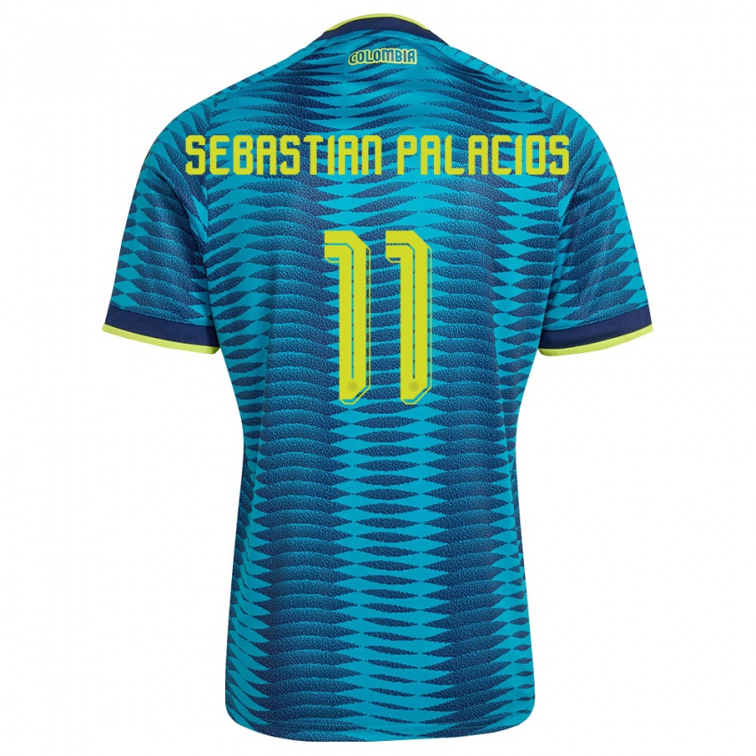נשים קולומביה Juan Sebastián Palacios #11 כחול כהה צהוב הרחק ג'רזי 26-28 חולצה קצרה