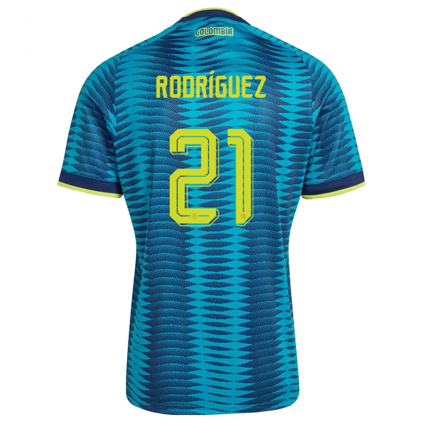נשים קולומביה David Rodríguez #21 כחול כהה צהוב הרחק ג'רזי 26-28 חולצה קצרה