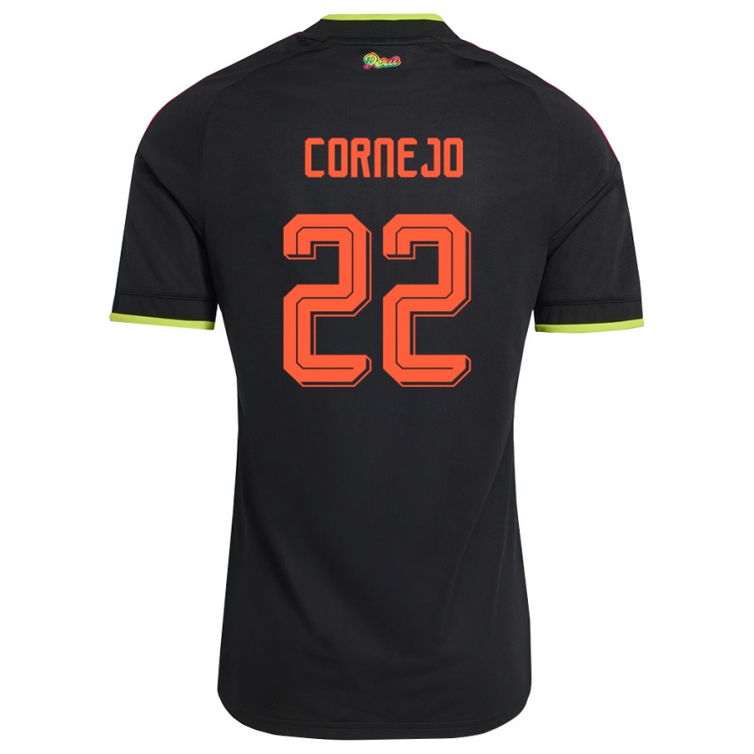 נשים פרו Sebastián Cornejo #22 שחור צהוב ורוד הרחק ג'רזי 26-28 חולצה קצרה