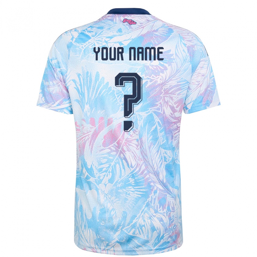 נשים קוסטה ריקה השם שלך #0 כחול שמיים כהה ורוד הרחק ג'רזי 26-28 חולצה קצרה