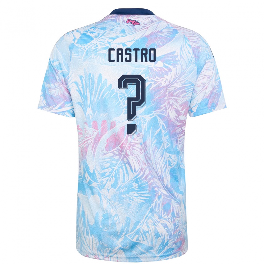נשים קוסטה ריקה מתיאס קסטרו #0 כחול שמיים כהה ורוד הרחק ג'רזי 26-28 חולצה קצרה