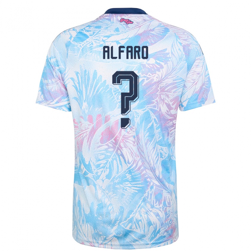 נשים קוסטה ריקה חואן אלפארו #0 כחול שמיים כהה ורוד הרחק ג'רזי 26-28 חולצה קצרה