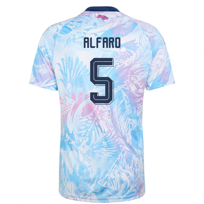 נשים קוסטה ריקה Yordi Alfaro #5 כחול שמיים כהה ורוד הרחק ג'רזי 26-28 חולצה קצרה