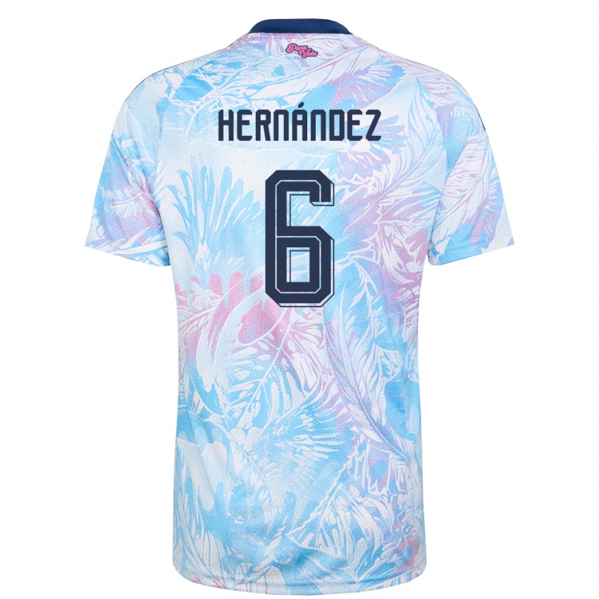 נשים קוסטה ריקה Jeremi Hernández #6 כחול שמיים כהה ורוד הרחק ג'רזי 26-28 חולצה קצרה
