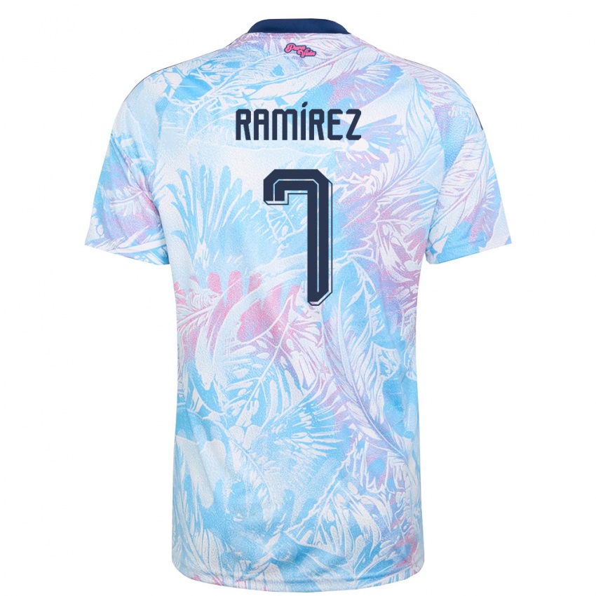 נשים קוסטה ריקה Dylan Ramírez #7 כחול שמיים כהה ורוד הרחק ג'רזי 26-28 חולצה קצרה