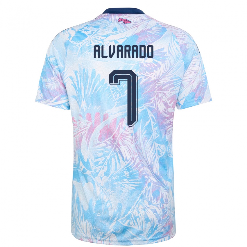 נשים קוסטה ריקה Bryan Alvarado #7 כחול שמיים כהה ורוד הרחק ג'רזי 26-28 חולצה קצרה