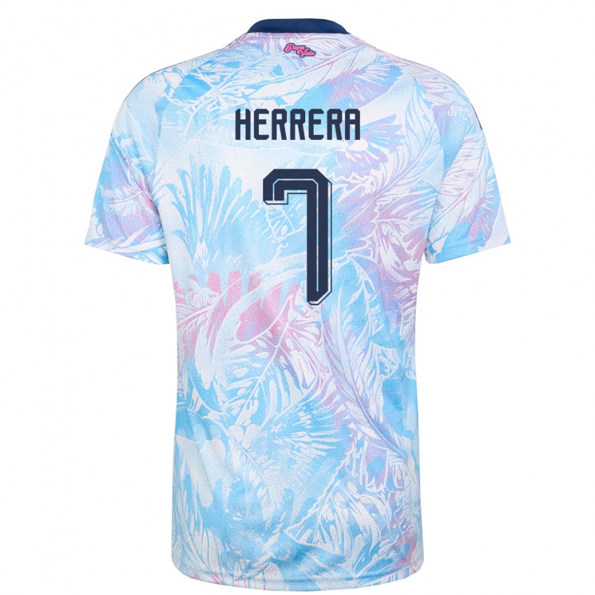 נשים קוסטה ריקה מליסה הררה #7 כחול שמיים כהה ורוד הרחק ג'רזי 26-28 חולצה קצרה