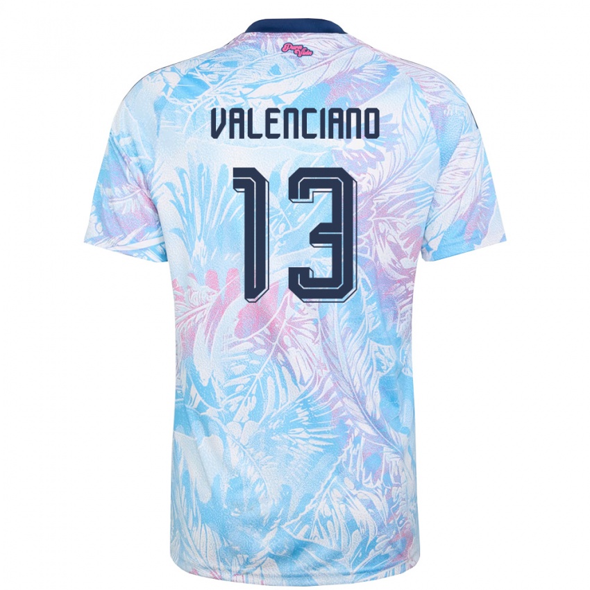 נשים קוסטה ריקה אמילי ולנסיאנו #13 כחול שמיים כהה ורוד הרחק ג'רזי 26-28 חולצה קצרה