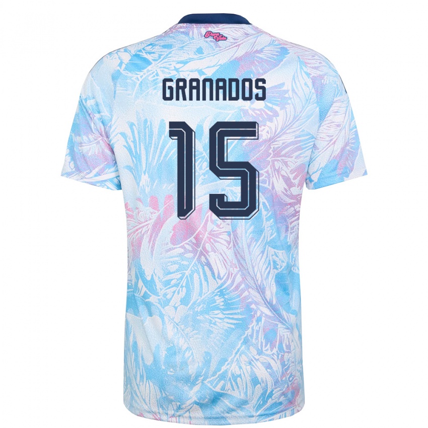 נשים קוסטה ריקה כריסטין גראנדוס #15 כחול שמיים כהה ורוד הרחק ג'רזי 26-28 חולצה קצרה