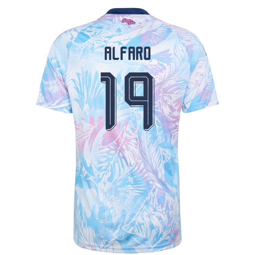 נשים קוסטה ריקה Leonardo Alfaro #19 כחול שמיים כהה ורוד הרחק ג'רזי 26-28 חולצה קצרה