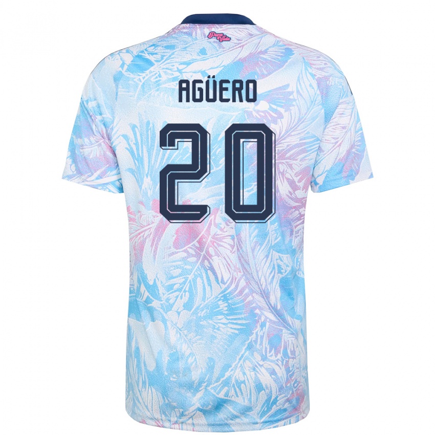 נשים קוסטה ריקה Pablo Agüero #20 כחול שמיים כהה ורוד הרחק ג'רזי 26-28 חולצה קצרה