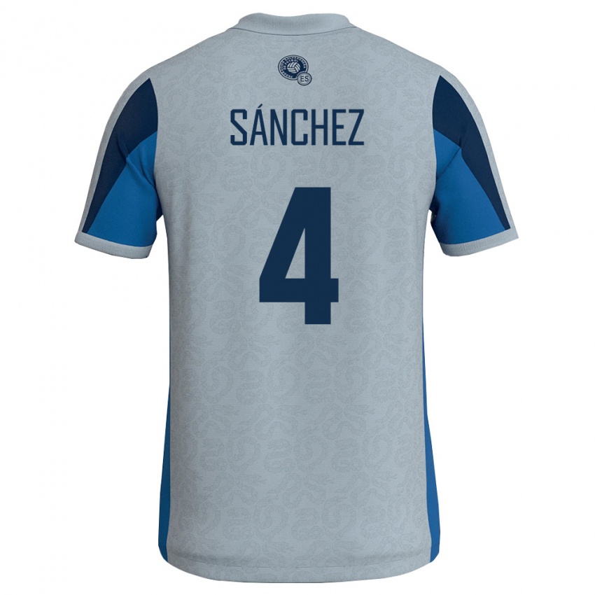 נשים אל סלוודור Piero Sánchez #4 לבן כחול שמיים הרחק ג'רזי 26-28 חולצה קצרה