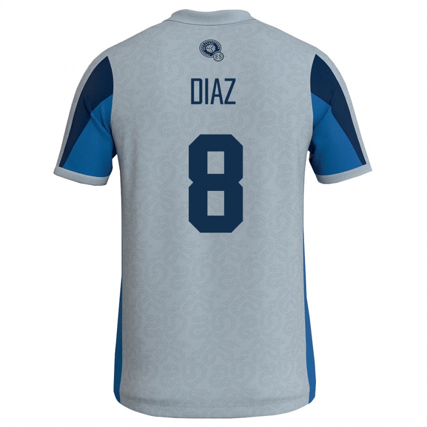 נשים אל סלוודור William Diaz #8 לבן כחול שמיים הרחק ג'רזי 26-28 חולצה קצרה