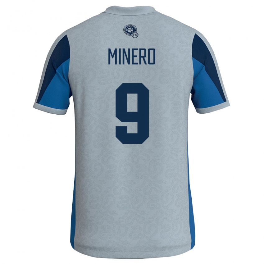 נשים אל סלוודור Gabriel Minero #9 לבן כחול שמיים הרחק ג'רזי 26-28 חולצה קצרה