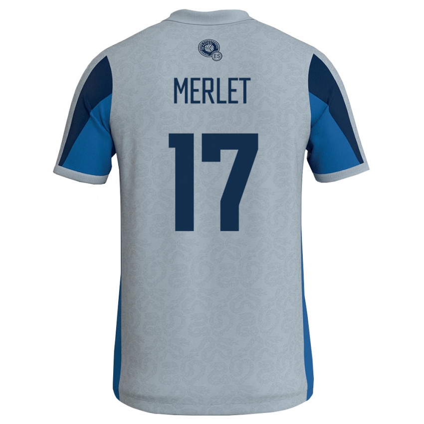 נשים אל סלוודור Santiago Merlet #17 לבן כחול שמיים הרחק ג'רזי 26-28 חולצה קצרה