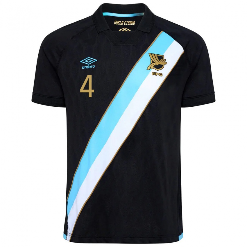 נשים גואטמלה Jeffrey Interiano #4 שחור כחול שמיים לבן הרחק ג'רזי 26-28 חולצה קצרה נשים גואטמלה Jeffrey Interiano #4 שחור כחול שמיים לבן הרחק ג'רזי 26-28 חולצה קצרה