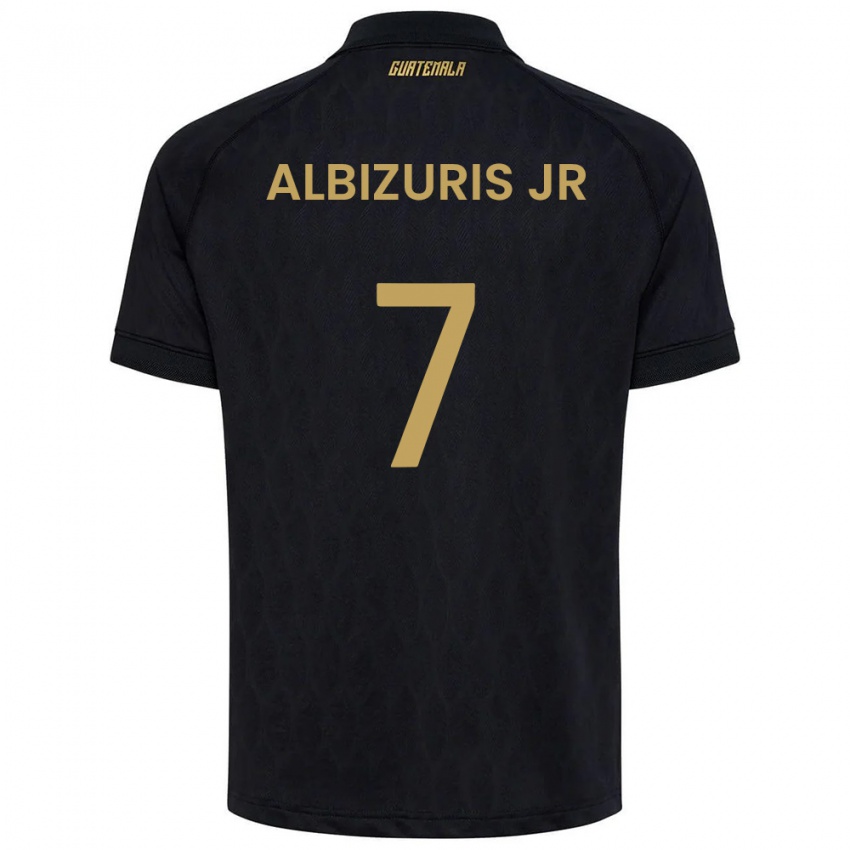נשים גואטמלה Claudio Albizuris Jr #7 שחור כחול שמיים לבן הרחק ג'רזי 26-28 חולצה קצרה