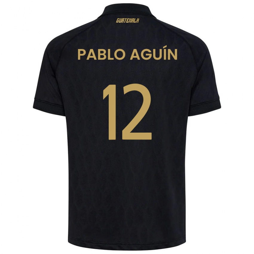 נשים גואטמלה Luis Pablo Aguín #12 שחור כחול שמיים לבן הרחק ג'רזי 26-28 חולצה קצרה
