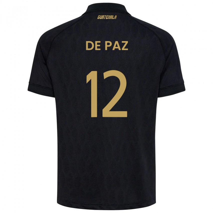 נשים גואטמלה Mario De Paz #12 שחור כחול שמיים לבן הרחק ג'רזי 26-28 חולצה קצרה