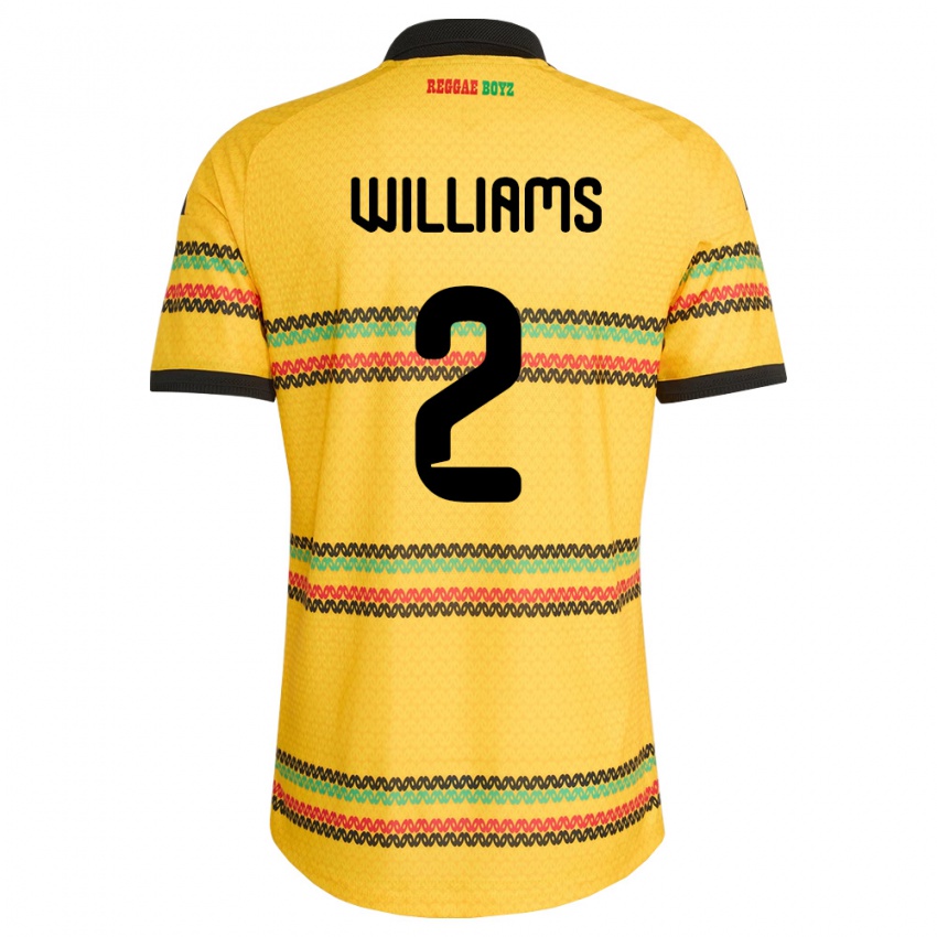 ילדים ג'מייקה Javin Amani Williams #2 צהוב שחור ירוק ג'רזי ביתית 26-28 חולצה קצרה