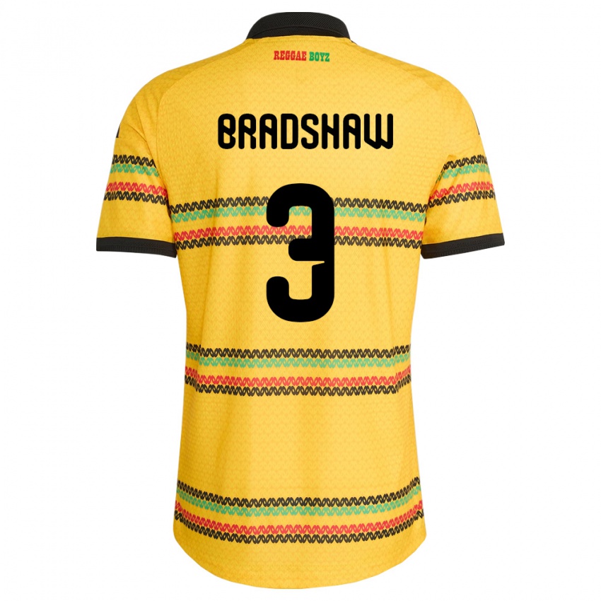 ילדים ג'מייקה Jalani Bradshaw #3 צהוב שחור ירוק ג'רזי ביתית 26-28 חולצה קצרה