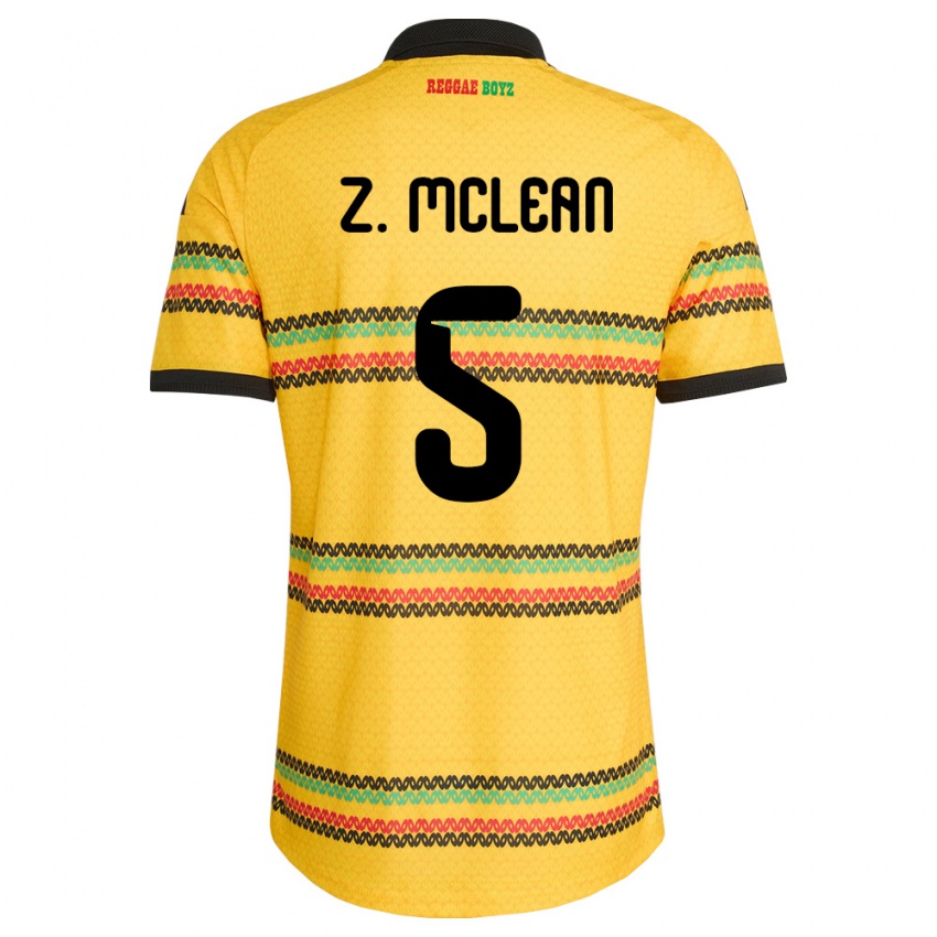 ילדים ג'מייקה Zienodean Mclean #5 צהוב שחור ירוק ג'רזי ביתית 26-28 חולצה קצרה