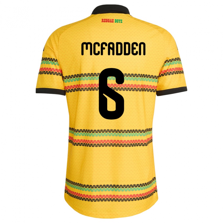 ילדים ג'מייקה Logan Mcfadden #6 צהוב שחור ירוק ג'רזי ביתית 26-28 חולצה קצרה
