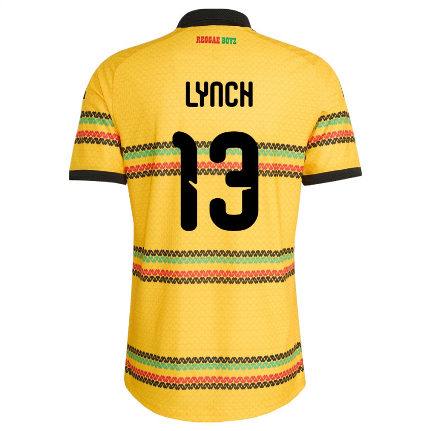 ילדים ג'מייקה Taywane Lynch #13 צהוב שחור ירוק ג'רזי ביתית 26-28 חולצה קצרה