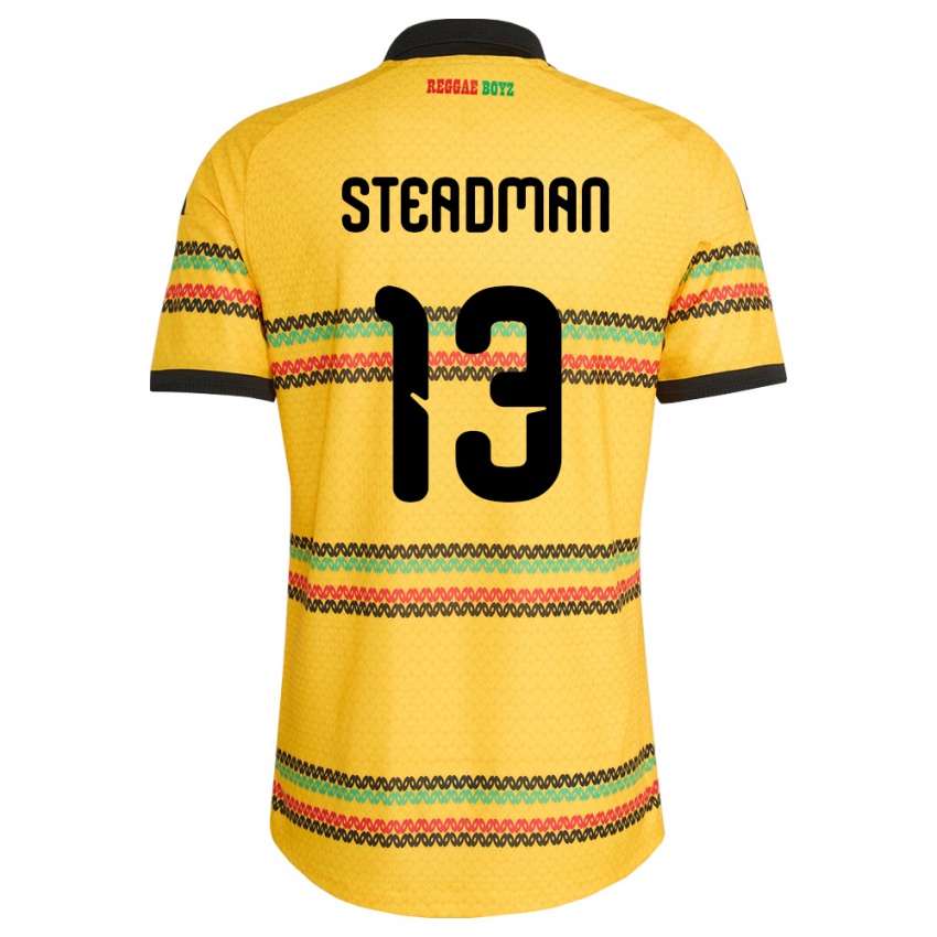 ילדים ג'מייקה Johnoi Steadman #13 צהוב שחור ירוק ג'רזי ביתית 26-28 חולצה קצרה