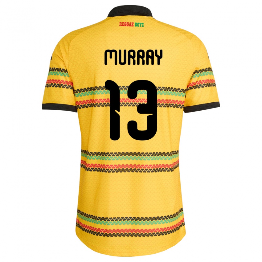 ילדים ג'מייקה Justin Murray #13 צהוב שחור ירוק ג'רזי ביתית 26-28 חולצה קצרה