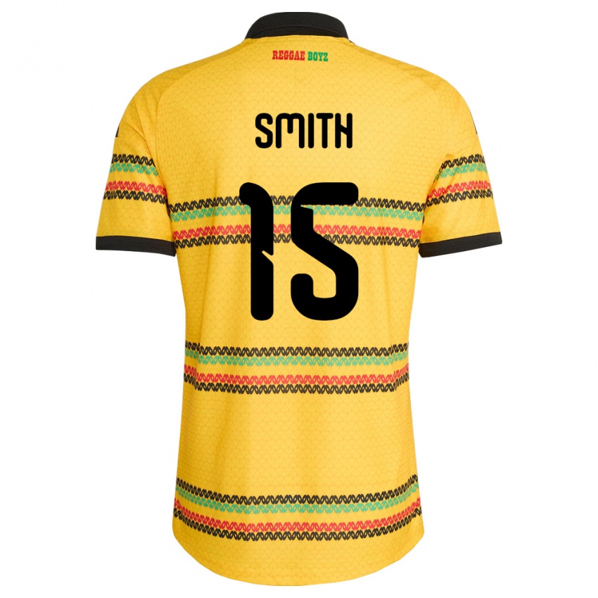 ילדים ג'מייקה Jloyd Smith #15 צהוב שחור ירוק ג'רזי ביתית 26-28 חולצה קצרה