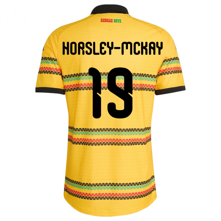 ילדים ג'מייקה Kyron Horsley-Mckay #19 צהוב שחור ירוק ג'רזי ביתית 26-28 חולצה קצרה