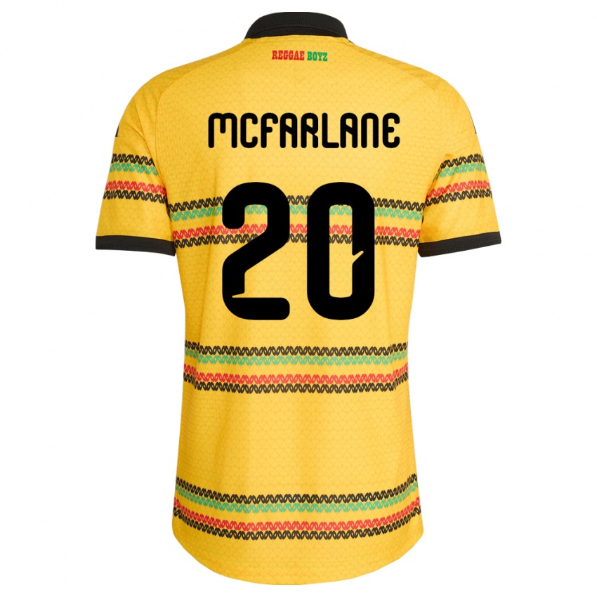 ילדים ג'מייקה Ayden Mcfarlane #20 צהוב שחור ירוק ג'רזי ביתית 26-28 חולצה קצרה