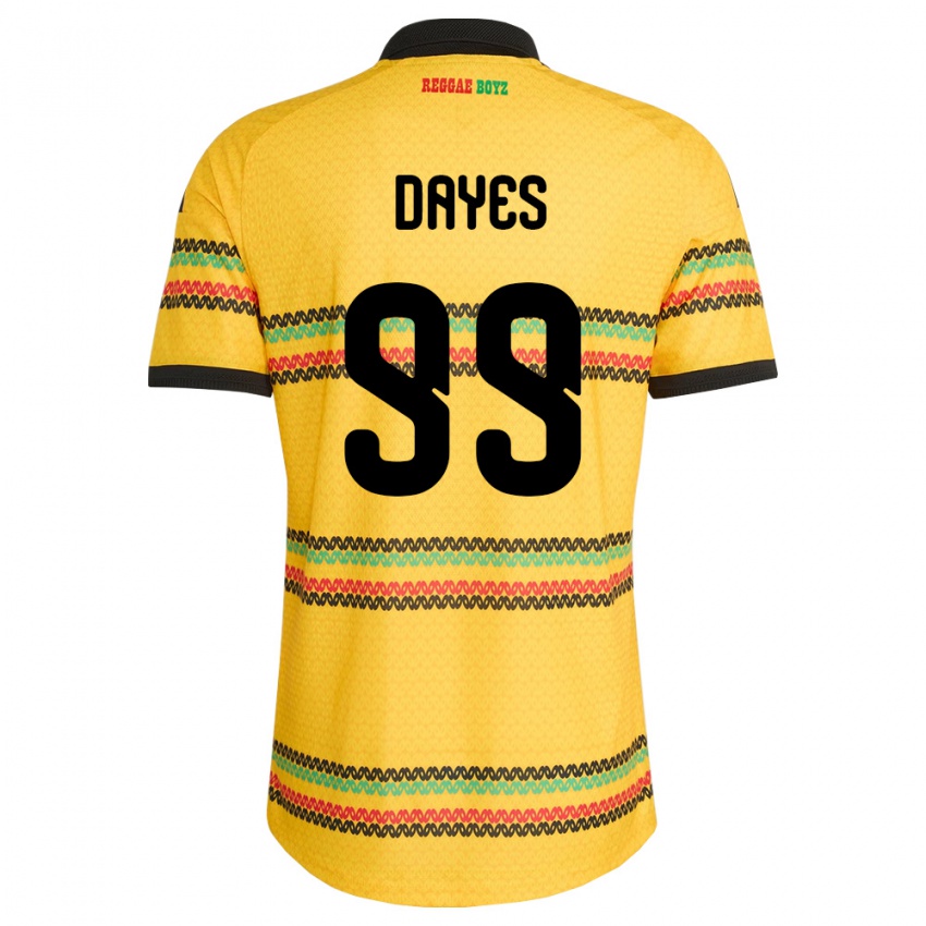 ילדים ג'מייקה Malikae Dayes #99 צהוב שחור ירוק ג'רזי ביתית 26-28 חולצה קצרה