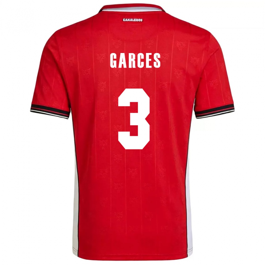 ילדים פנמה Josue Garces #3 אדום חום לבן ג'רזי ביתית 26-28 חולצה קצרה