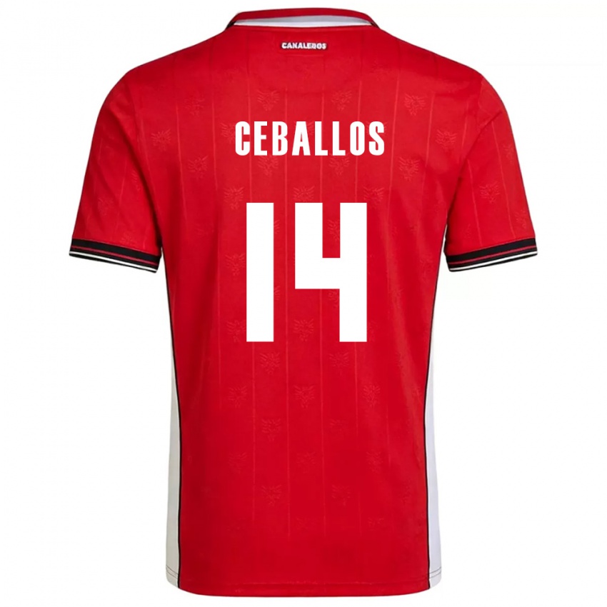 ילדים פנמה Lucio Ceballos #14 אדום חום לבן ג'רזי ביתית 26-28 חולצה קצרה