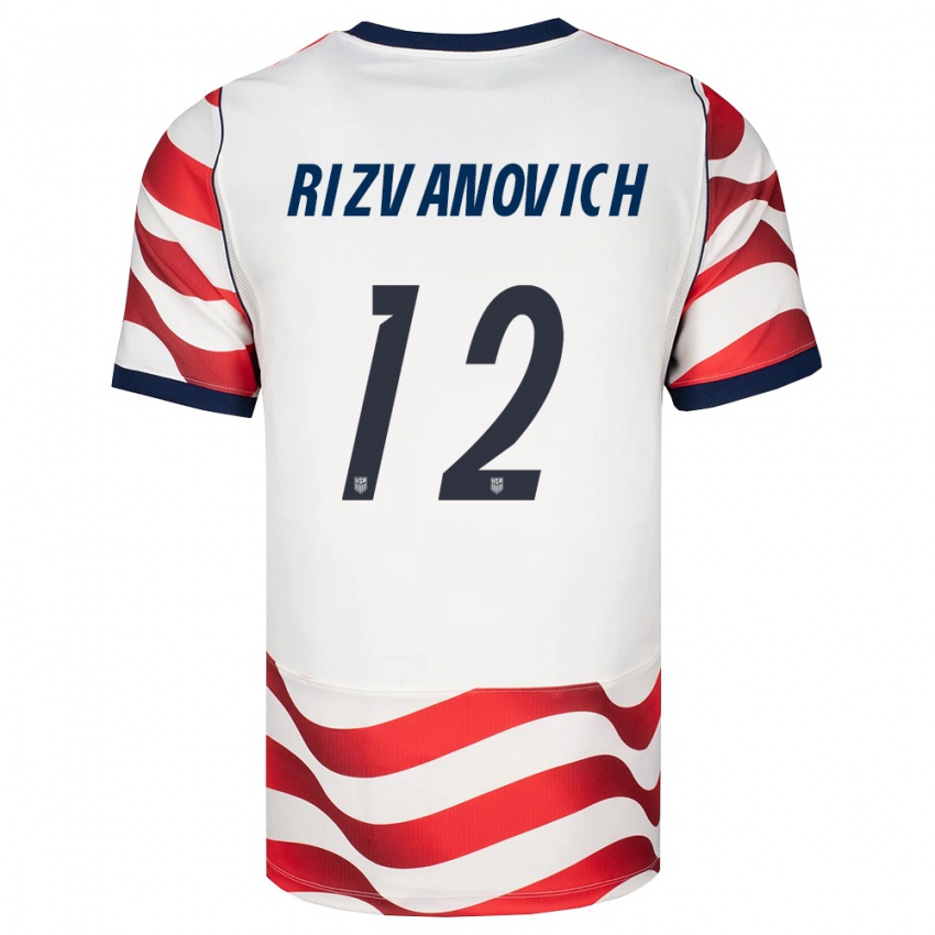 ילדים ארצות הברית Kayne Rizvanovich #12 אדום לבן שחור ג'רזי ביתית 26-28 חולצה קצרה