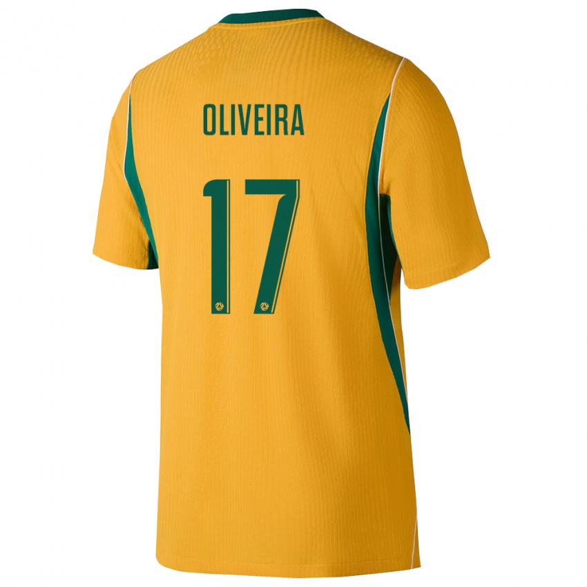 ילדים אוֹסטְרַלִיָה Henrique Oliveira #17 צהוב ירוק ג'רזי ביתית 26-28 חולצה קצרה