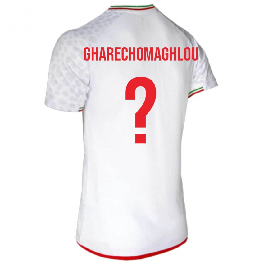 ילדים איראן Omid Gharechomaghlou #0 לבן אדום ג'רזי ביתית 26-28 חולצה קצרה