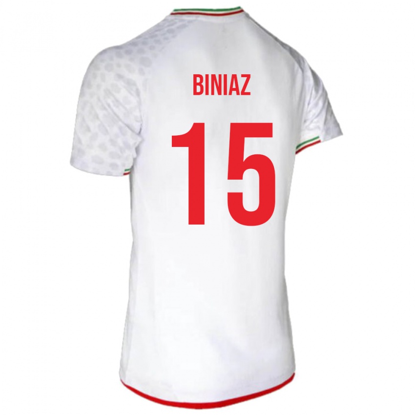 ילדים איראן Mohammad Biniaz #15 לבן אדום ג'רזי ביתית 26-28 חולצה קצרה