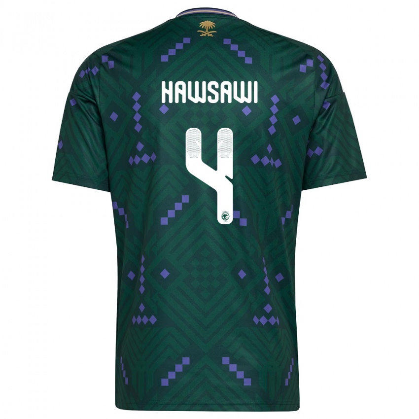 ילדים ערב הסעודית Mohammed Hawsawi #4 ירוק סגול לבן ג'רזי ביתית 26-28 חולצה קצרה