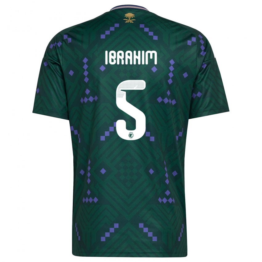 ילדים ערב הסעודית Khalid Ibrahim #5 ירוק סגול לבן ג'רזי ביתית 26-28 חולצה קצרה