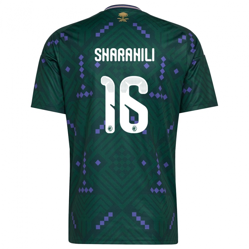 ילדים ערב הסעודית Khalid Mashhour Sharahili #16 ירוק סגול לבן ג'רזי ביתית 26-28 חולצה קצרה