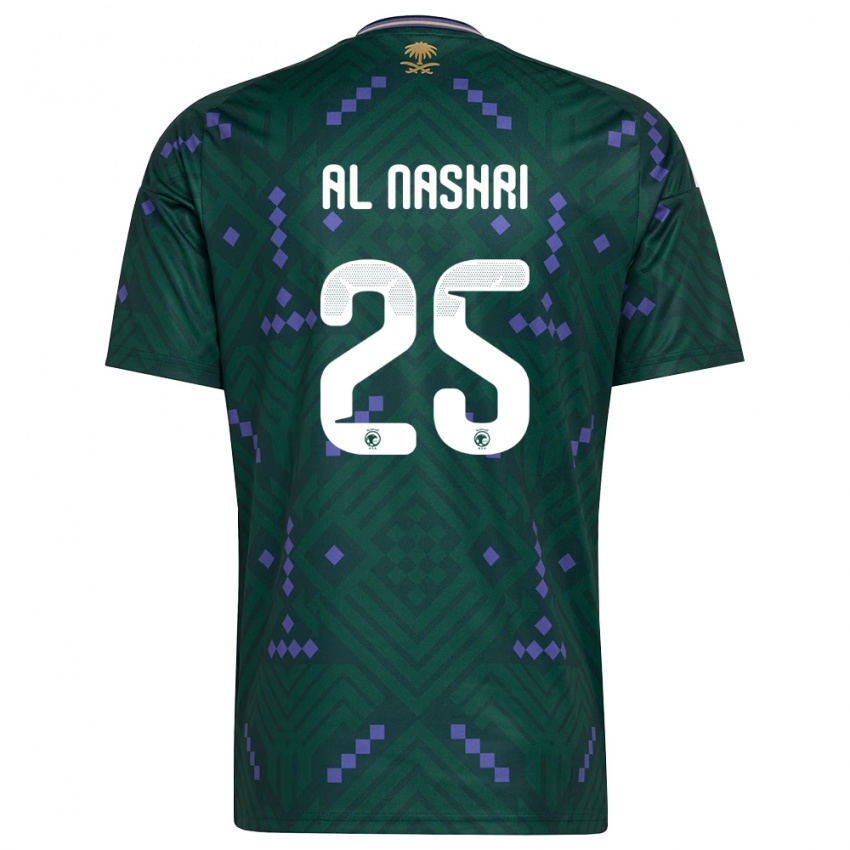 ילדים ערב הסעודית עוואד אל נאשרי #25 ירוק סגול לבן ג'רזי ביתית 26-28 חולצה קצרה