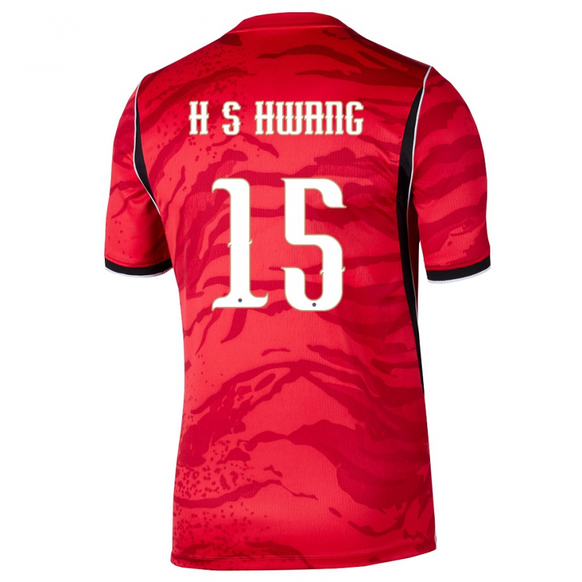 ילדים דרום קוריאה Seung-Ho Hwang #15 אדום לבן שחור ג'רזי ביתית 26-28 חולצה קצרה